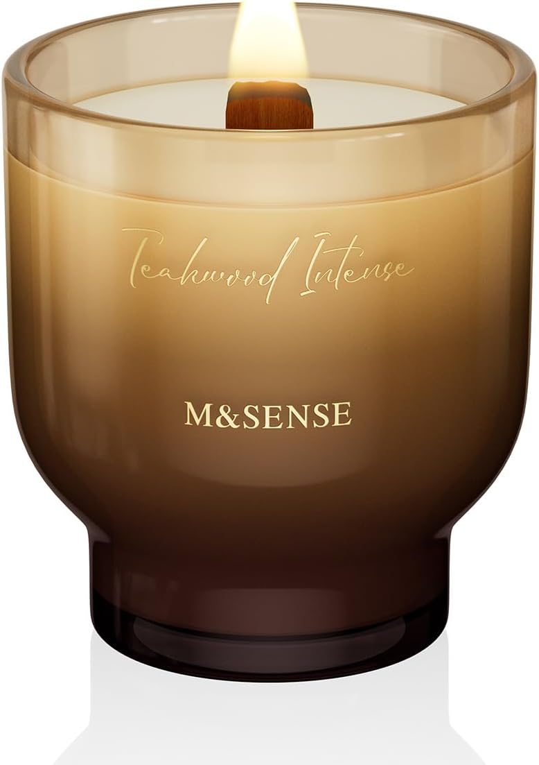 M&SENSE 焚き火の音がするアロマキャンドル木芯 270g 55時間 パチパチ音